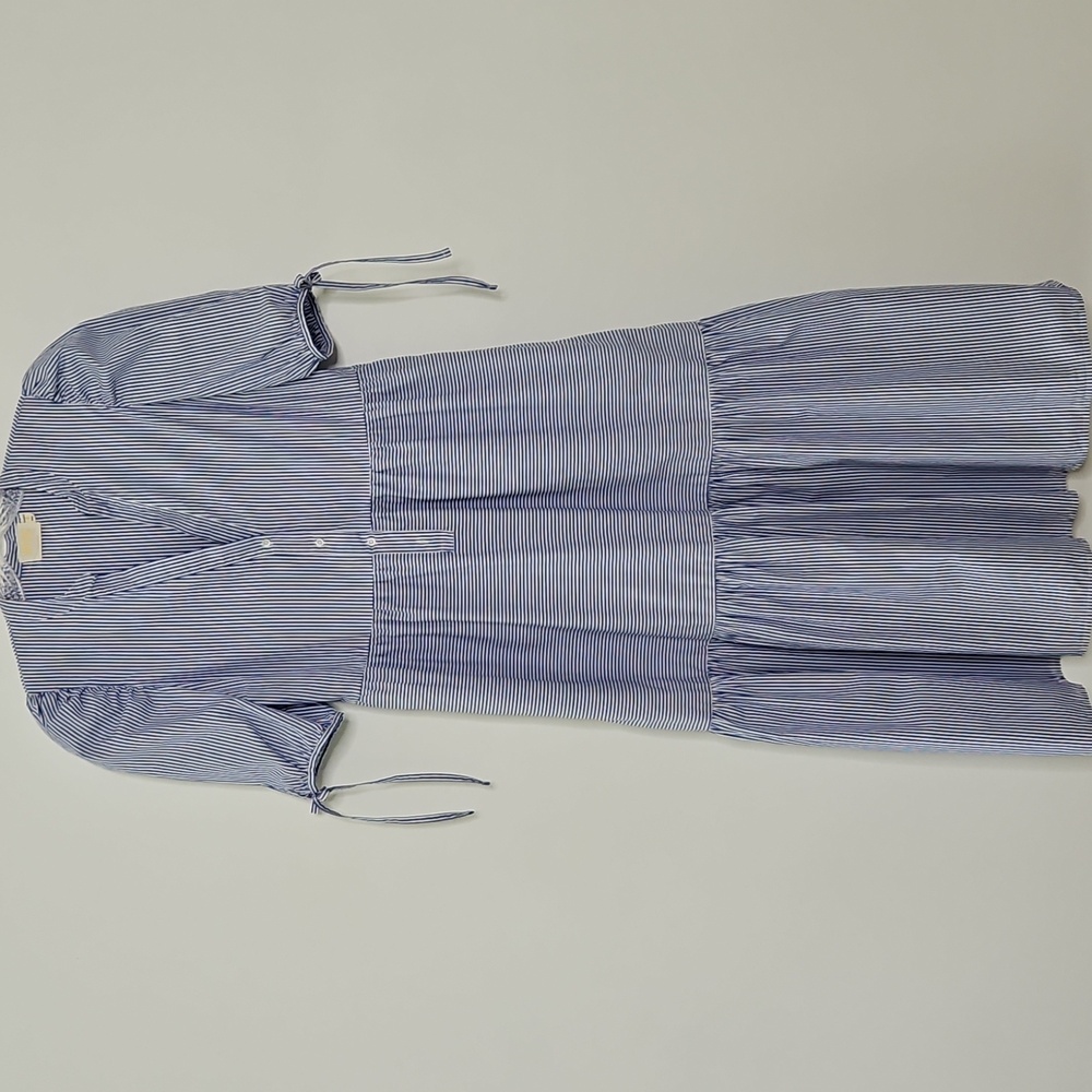Nation LTD Blue And White Striped‎ Tiered Midi Dress Size Small